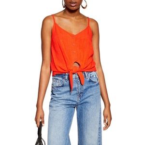 Topshop Polly Tie Front Camisole Red Size 4 NWT